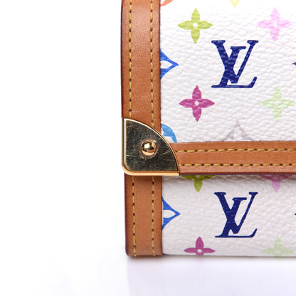 Louis Vuitton Monogram Multicolor Porte-Monnaie Plat Coin Purse White 17 of 17