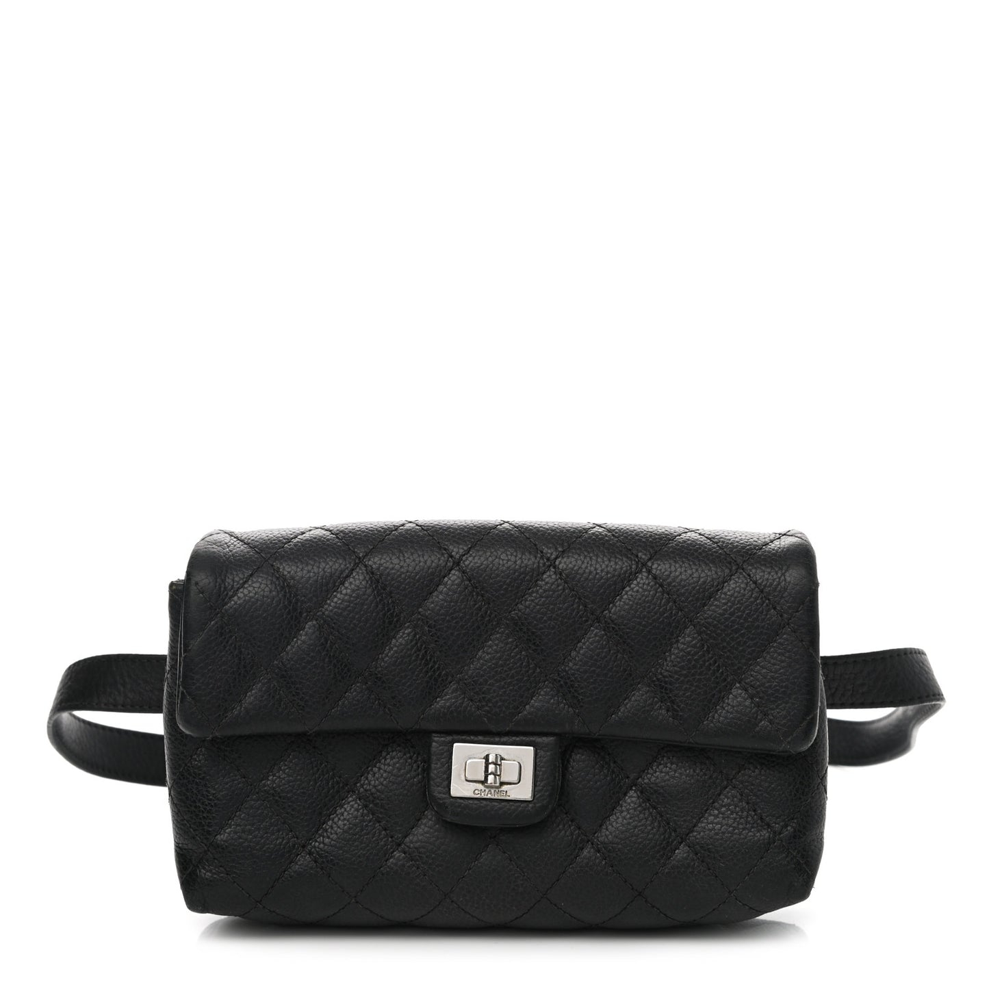 Grained Calfskin Quilted 2.55 Reissue Flap Belt Bag Clutch Black