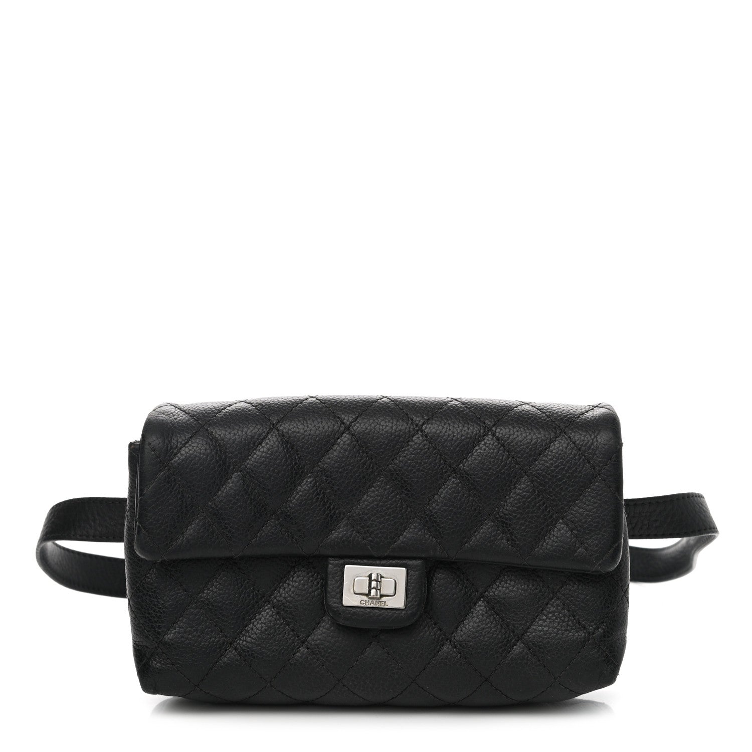 Chanel Grained Calfskin Quilted 2.55 Reissue Flap Belt Bag Clutch Black 1 of 10