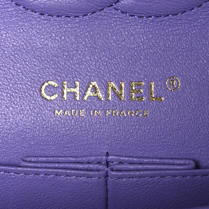 Chanel Lambskin Chevron Quilted Medium Double Flap Purple 6 of 10