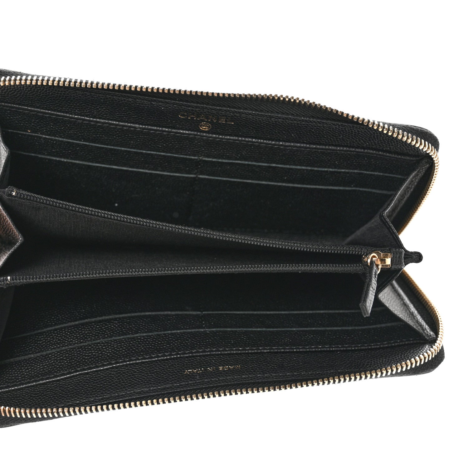 Chanel Caviar Camellia Embossed Large Zip Around Gusset Wallet Black 5 of 13