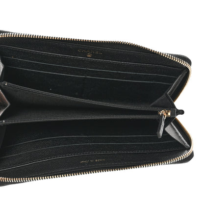 Chanel Caviar Camellia Embossed Large Zip Around Gusset Wallet Black 5 of 13