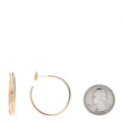 Cartier 18K Pink Yellow White Gold Trinity Hoop Earrings 2 of 5