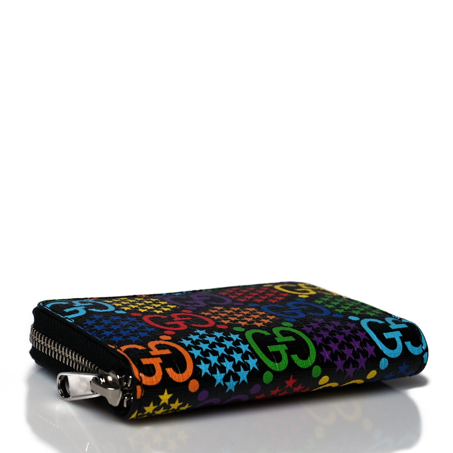 GG Supreme Monogram Psychedelic Zip Around Card Case Wallet Black