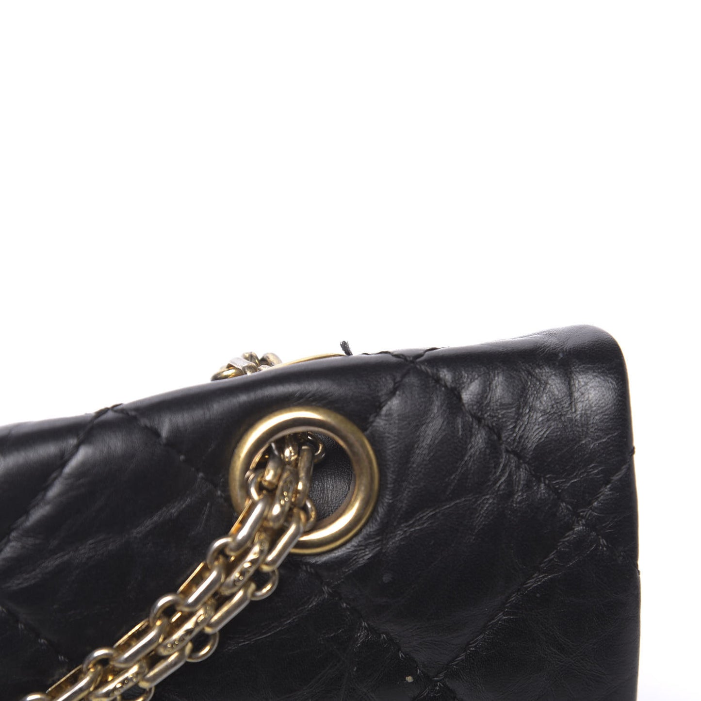 Aged Calfskin Quilted 2.55 Reissue 227 Flap Black