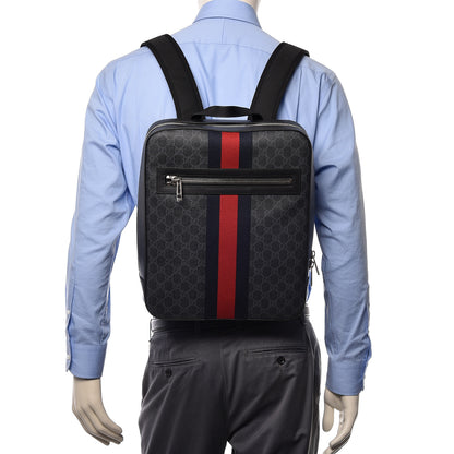 Gucci GG Supreme Monogram Web Tote Backpack Black Grey 2 of 12