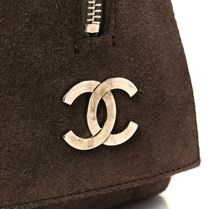 Chanel Suede Vertical Quilted Bowler Brown 8 of 11