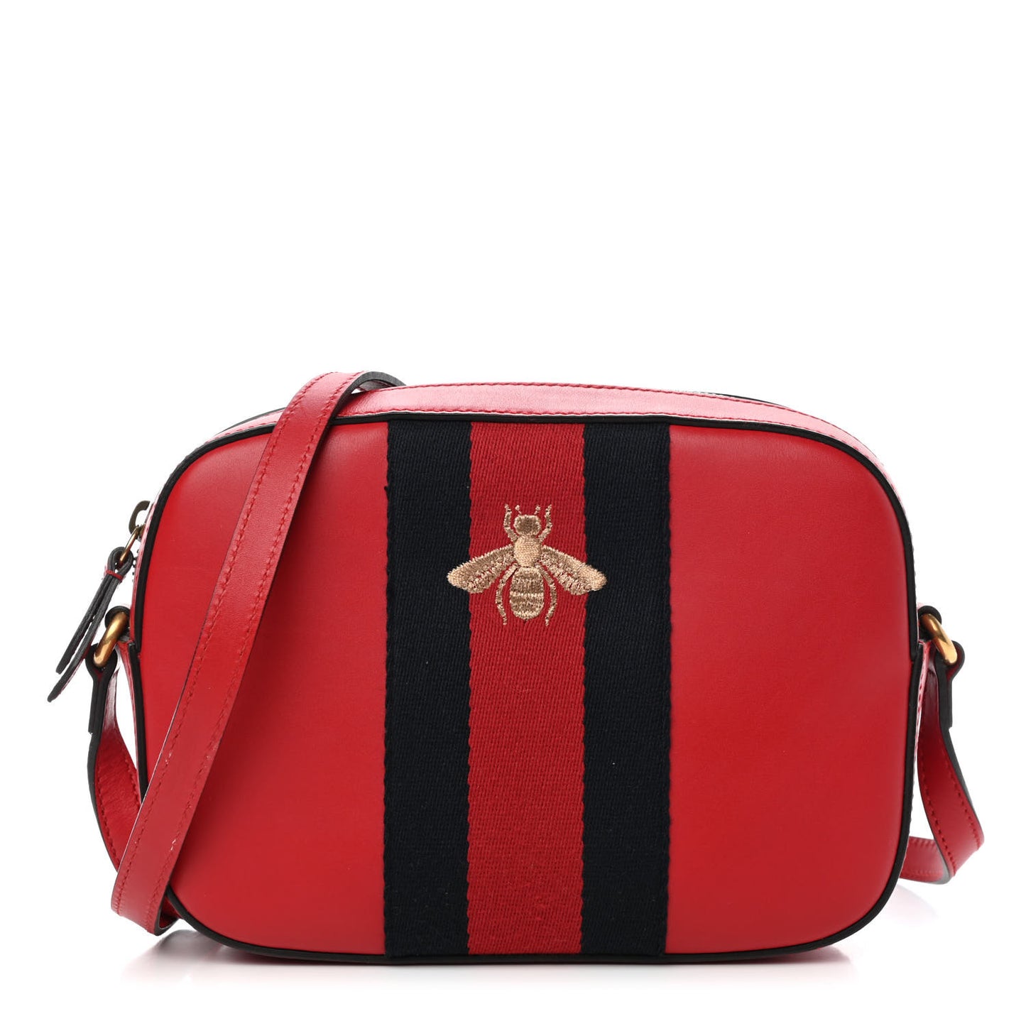 Calfskin Web Small Webby Bee Shoulder Bag Red