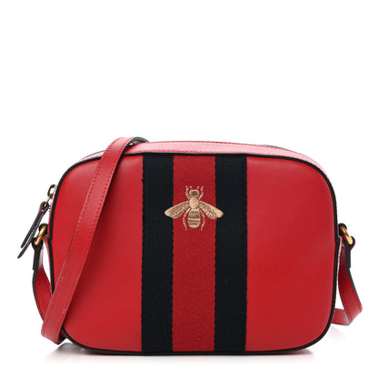 Gucci Calfskin Web Small Webby Bee Shoulder Bag Red 1 of 9