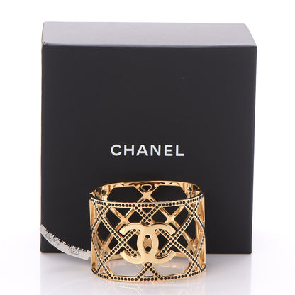 Chanel Crystal CC Cuff Black Gold 6 of 6