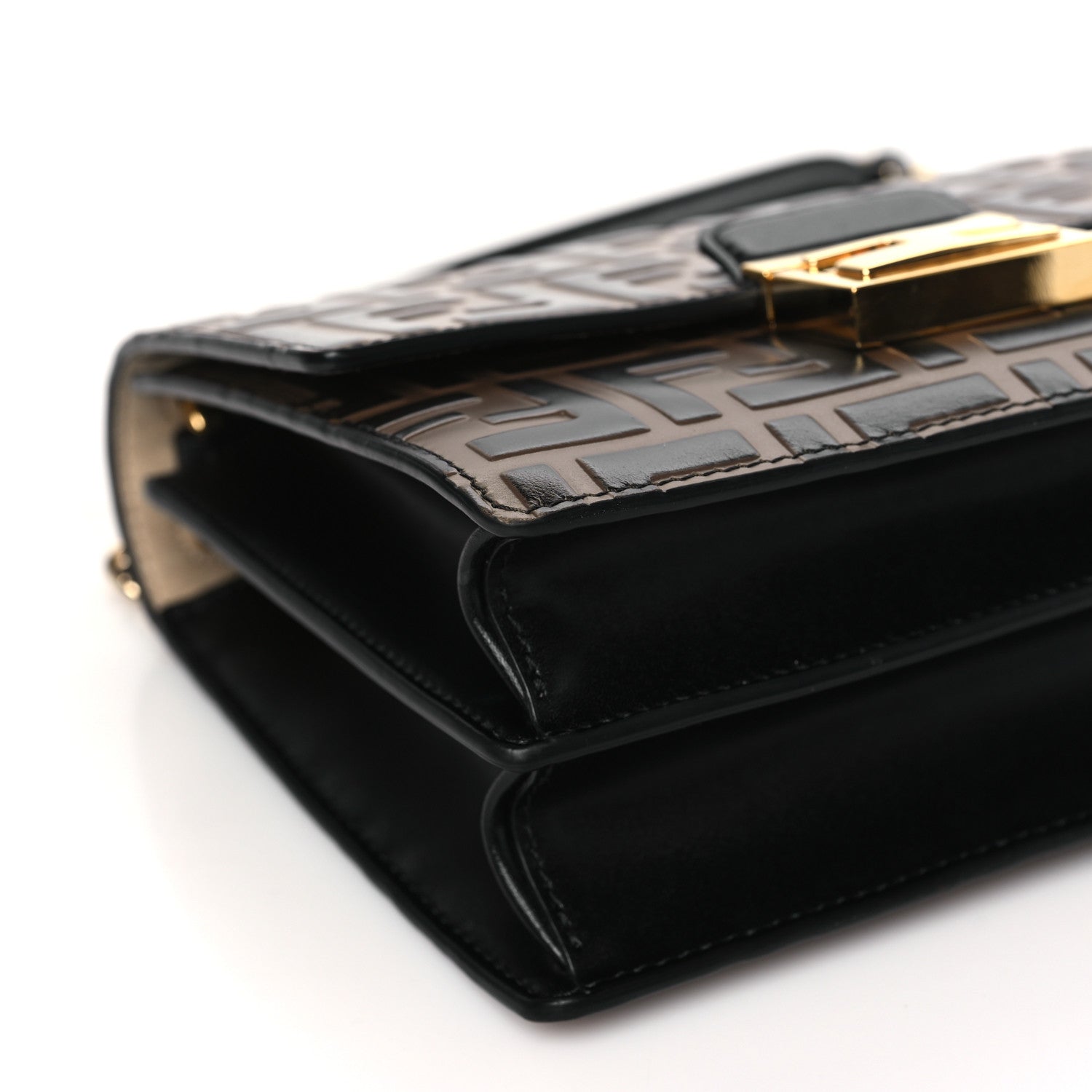 Fendi Vitello Liberty Bi-Color FF 1974 Embossed Small Kan U Shoulder Bag Maya Black 9 of 11
