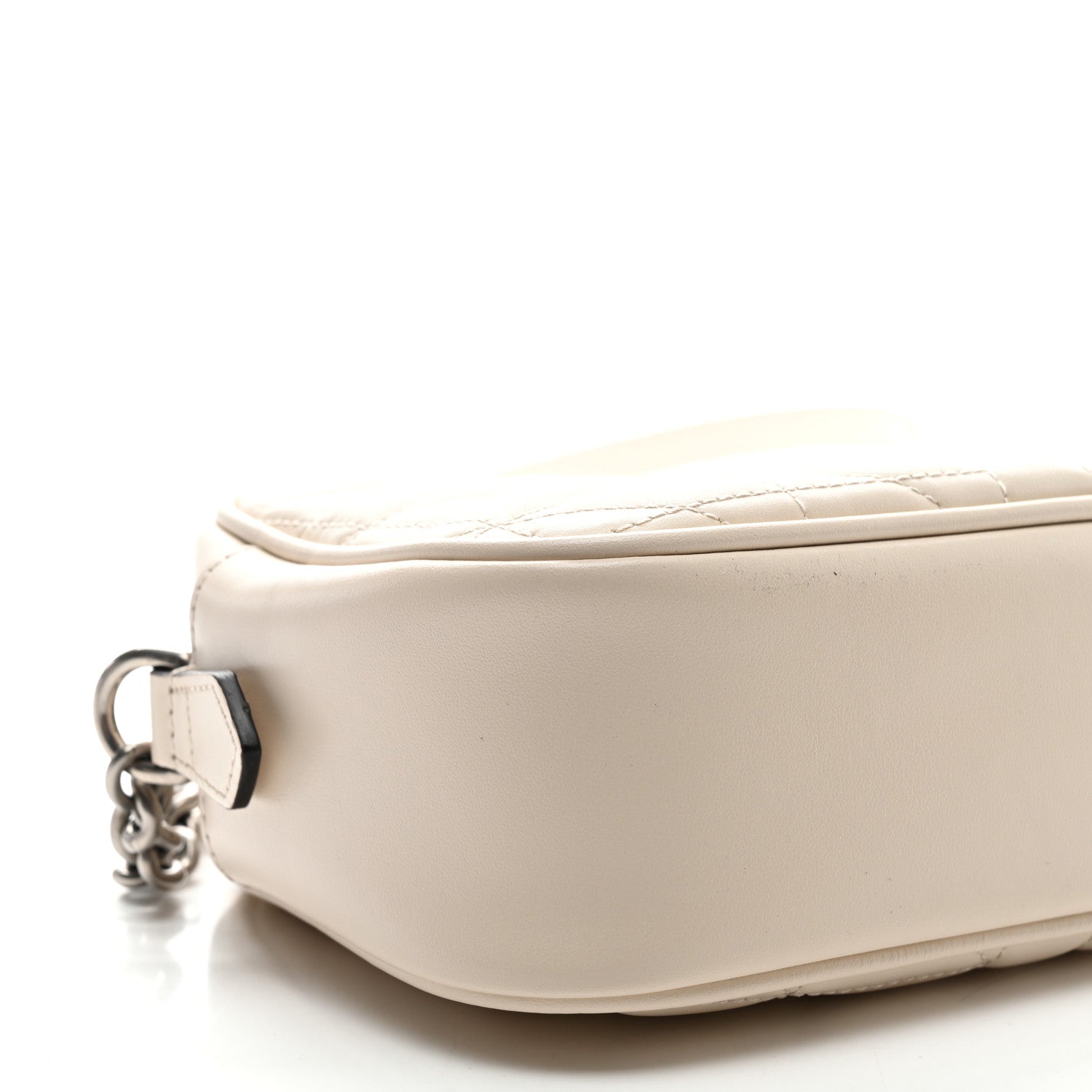 Gucci Calfskin Matelasse Aria Small GG Marmont Chain Shoulder Bag Mystic White 9 of 10