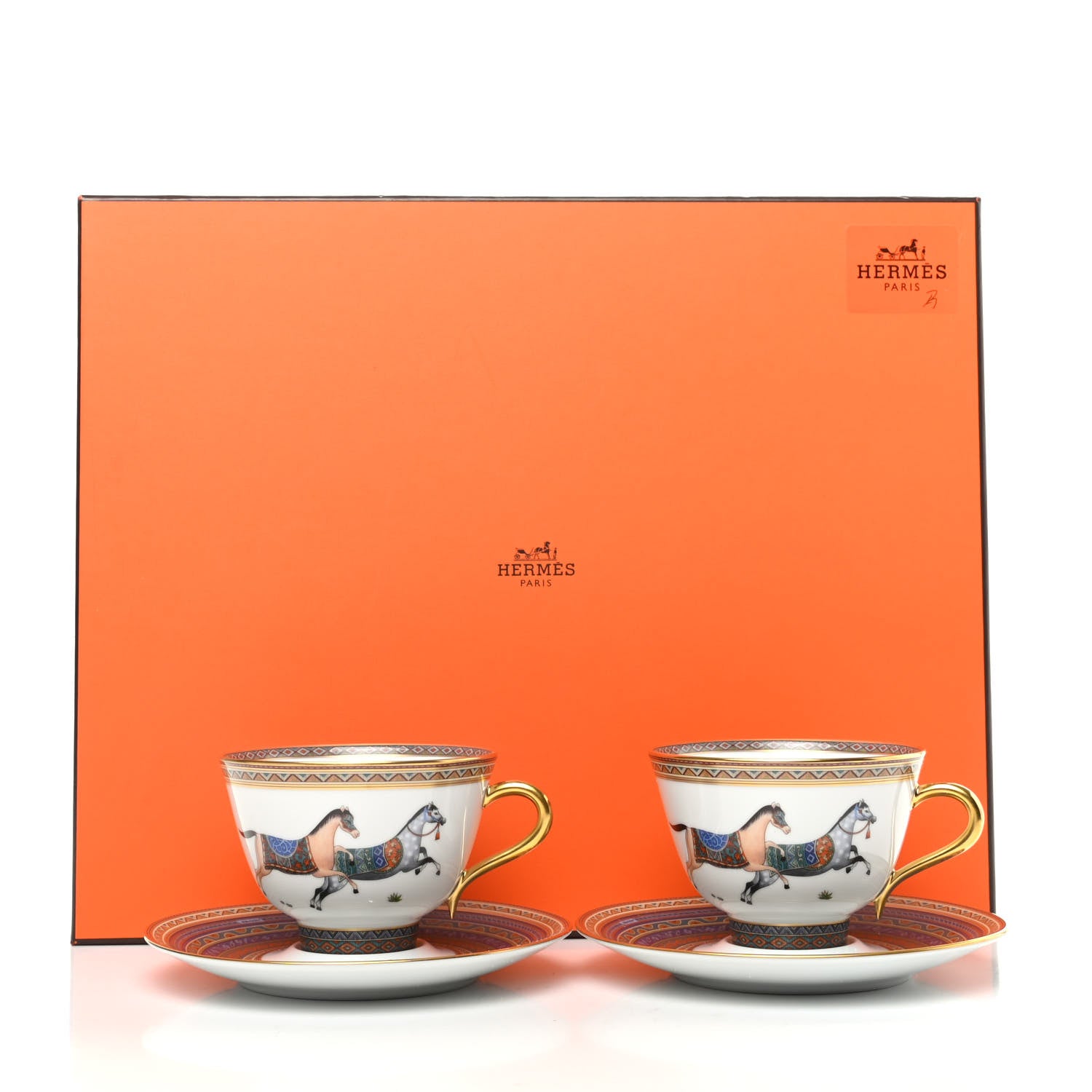 Hermes Porcelain Cheval d'Orient Tea Cup and Saucer Set of 2 7 of 7
