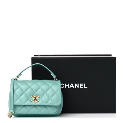 Chanel Calfskin Quilted Top Handle Flap Light Blue 10 of 10