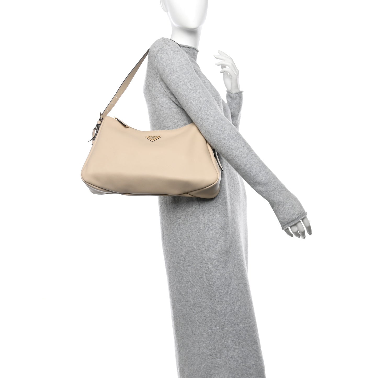 Soft Calfskin Large Aimée Shoulder Bag Travertine