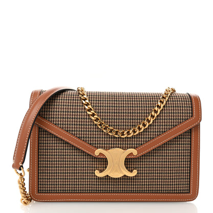 Celine Textile Calfskin Pied De Poule Print Margo Wallet on Chain Multicolor 1 of 11
