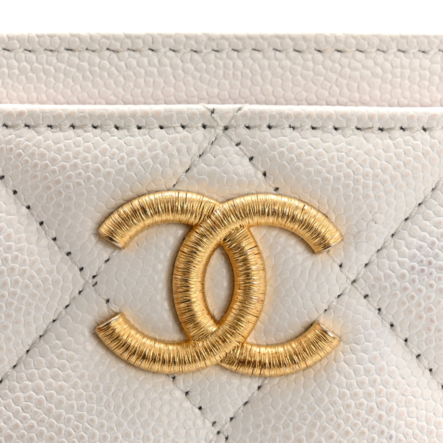 Caviar Quilted Textured CC Card Holder White