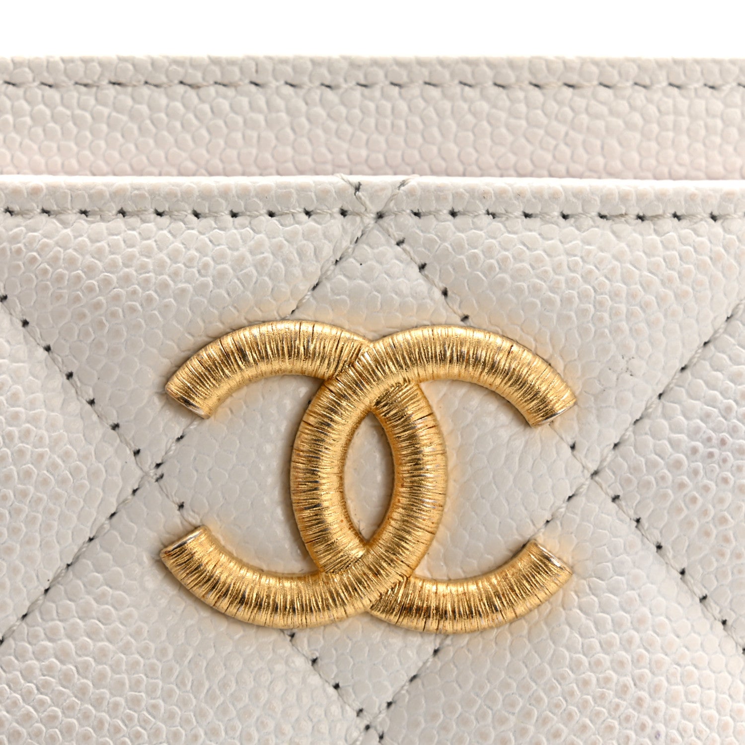 Chanel Caviar Quilted Textured CC Card Holder White 12 of 13