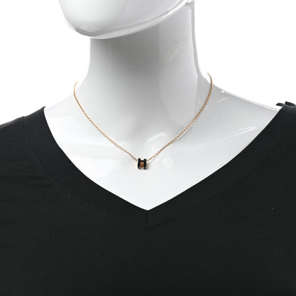 Hermes Lacquered Gold Mini Pop H Pendant Necklace Black 2 of 6