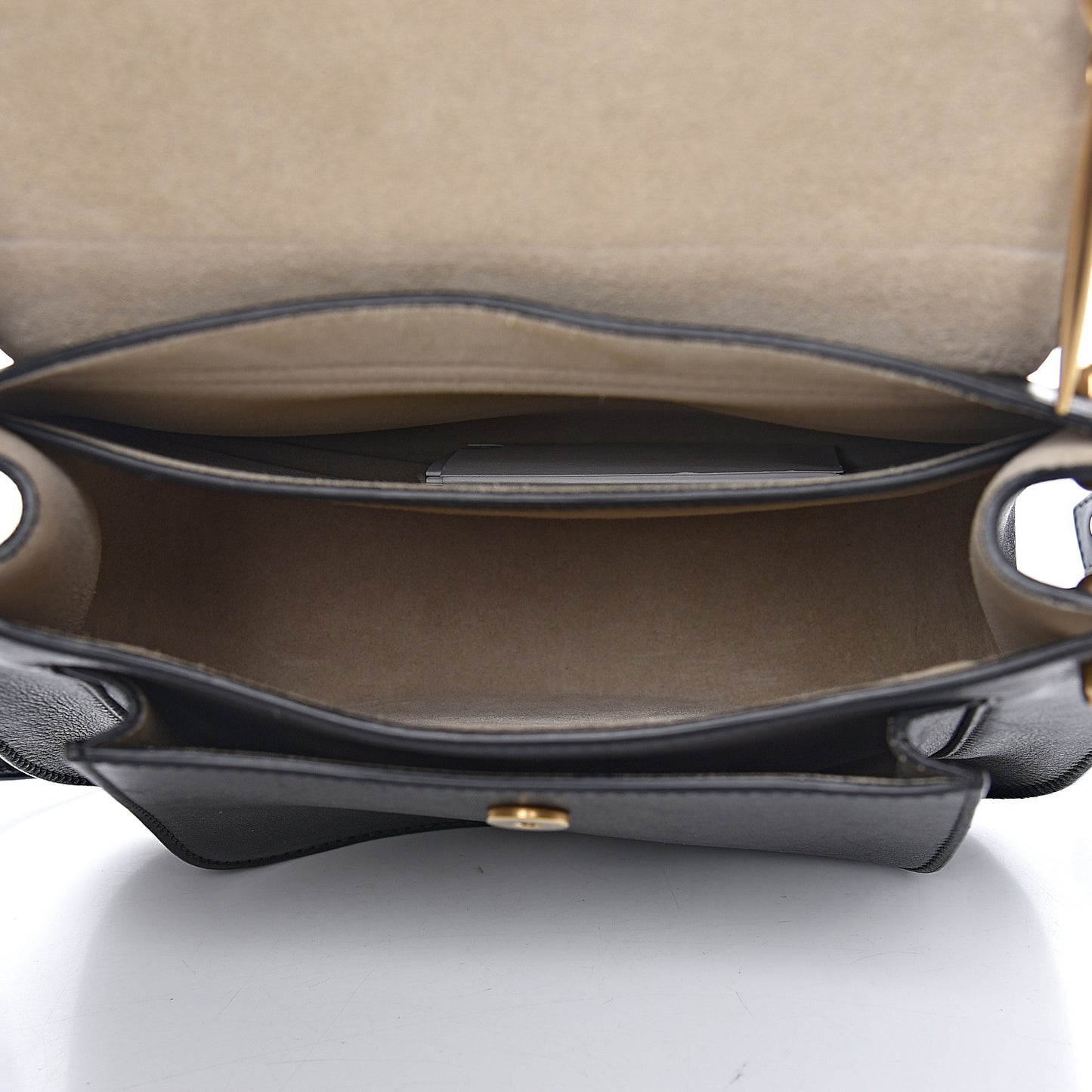 Calfskin Small Charm Hudson Shoulder Bag Black