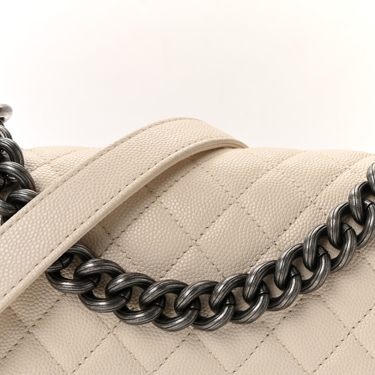 Caviar Quilted Small Boy Flap White