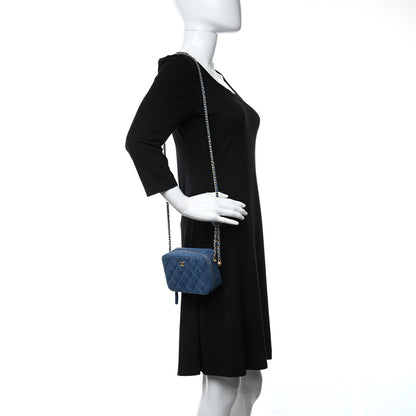 Chanel Denim Quilted CC Pearl Crush Camera Case Blue 2 of 10