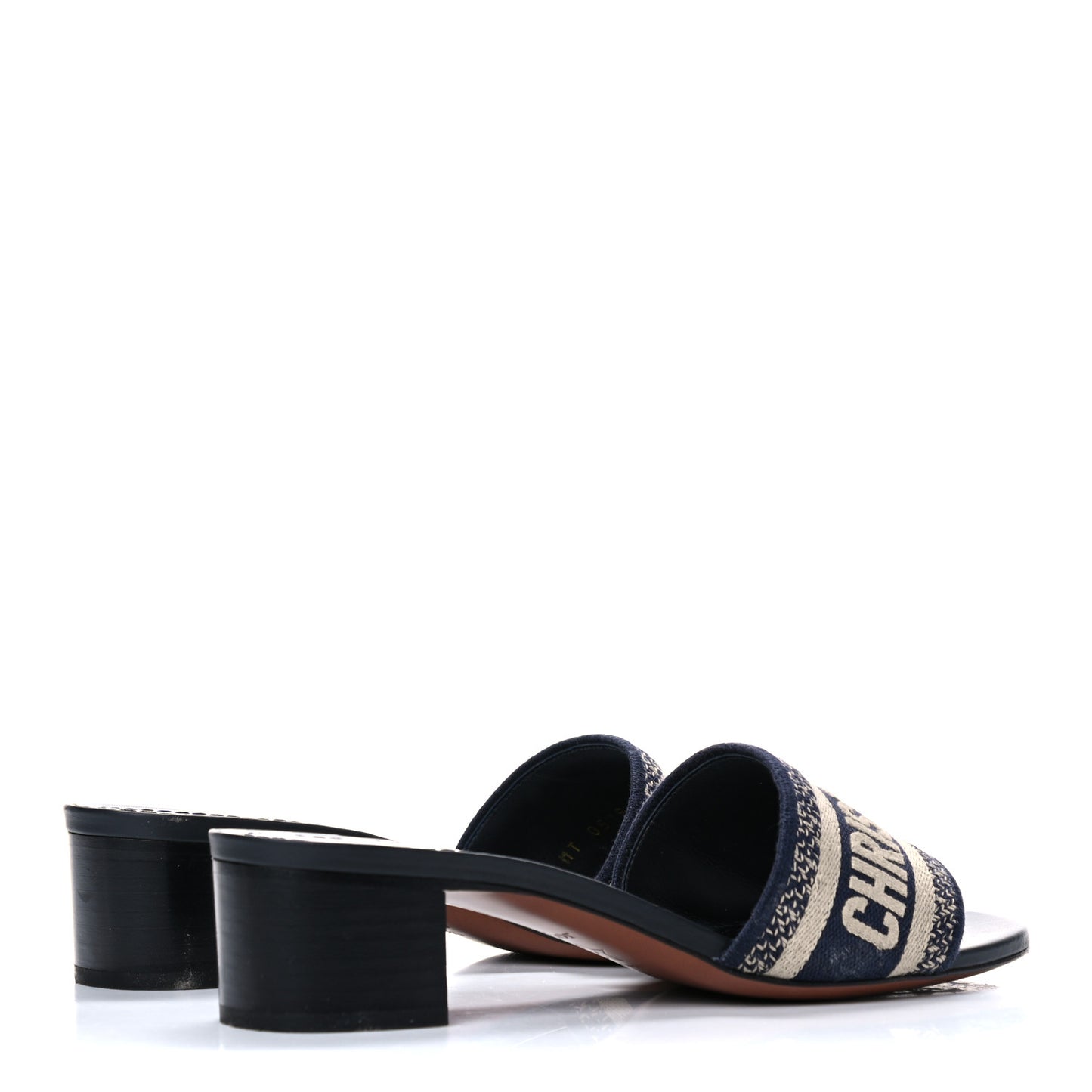 Cotton Embroidered Dway 40mm Slide Sandals 36.5 Deep Blue