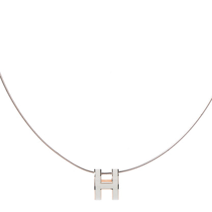 Hermes Lacquered Rose Gold Pop H Pendant Necklace Ecru 1 of 7