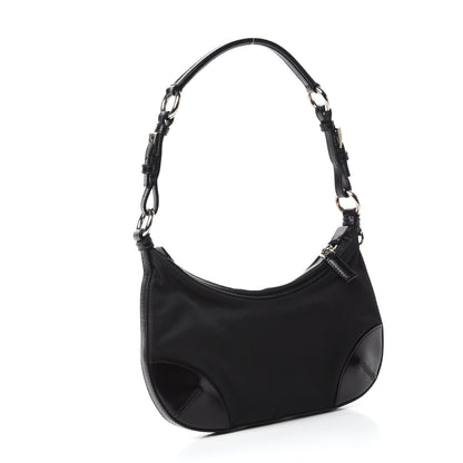 Prada Tessuto Nylon Soft Calfskin Shoulder Bag Black 3 of 9