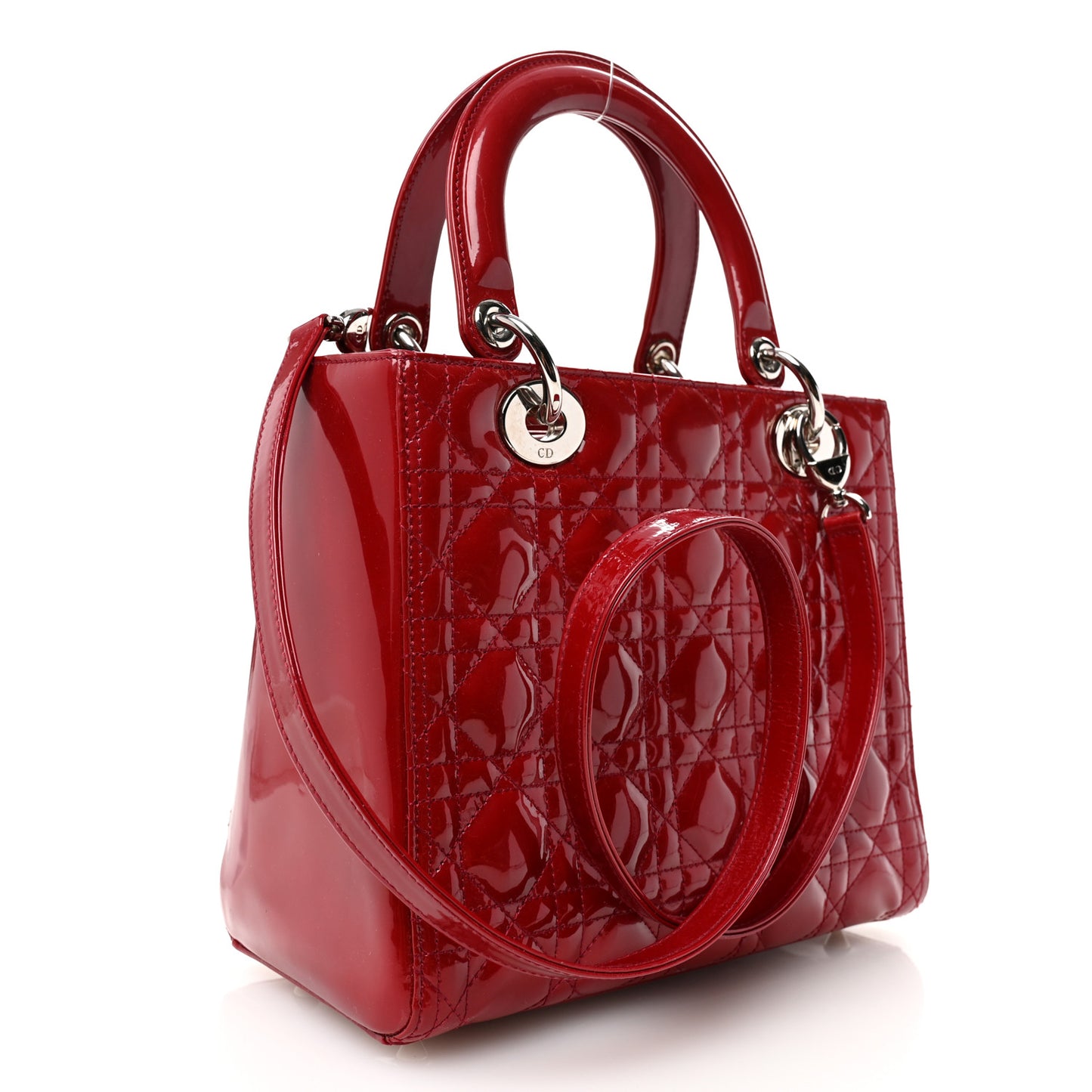 Patent Cannage Medium Lady Dior Burgundy Red