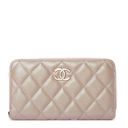 Chanel Iridescent Caviar Quilted Medium Zip Around Wallet Beige 1 of 12