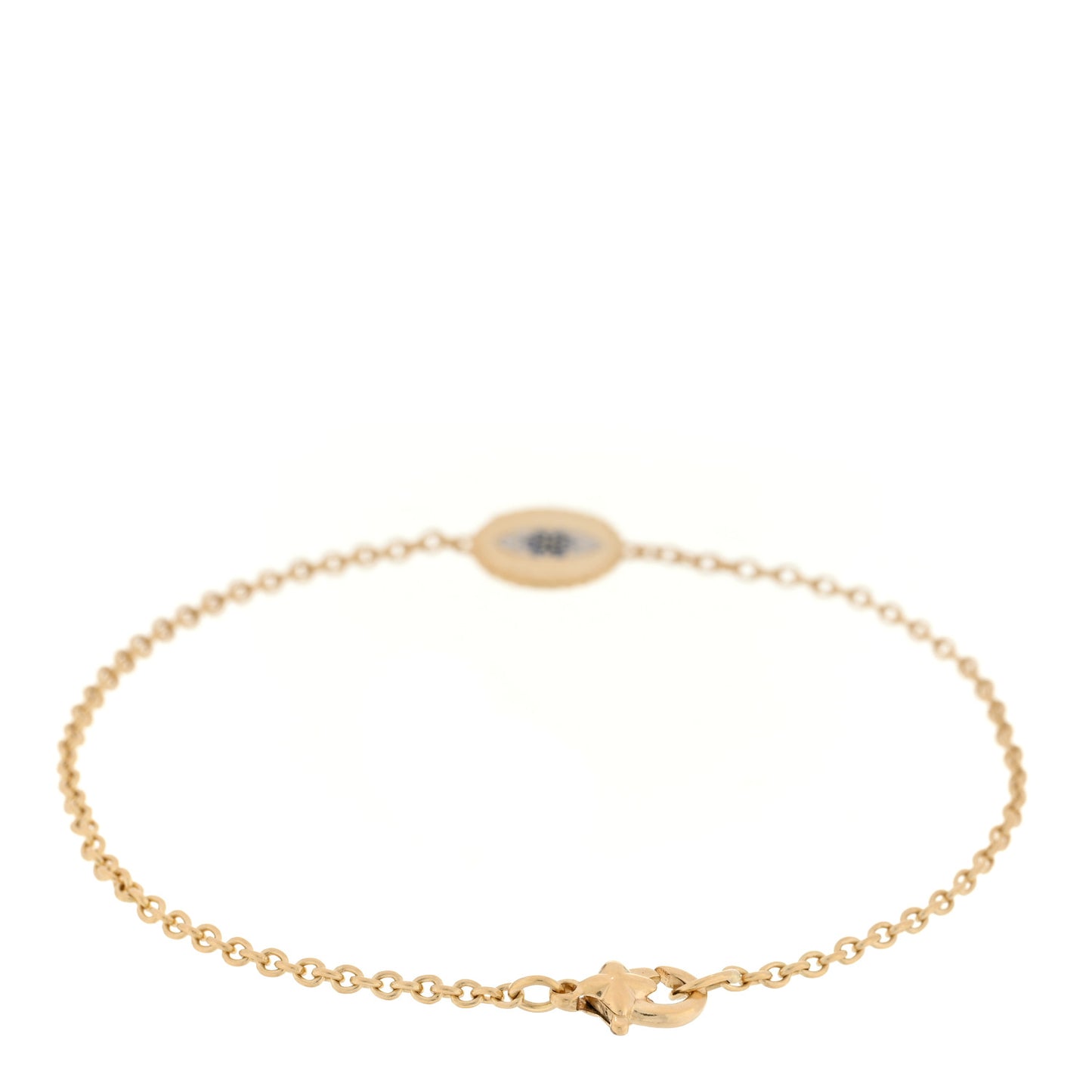 18K Yellow Gold Diamond Blue Sapphire Cable Collectibles Evil Eye Bracelet
