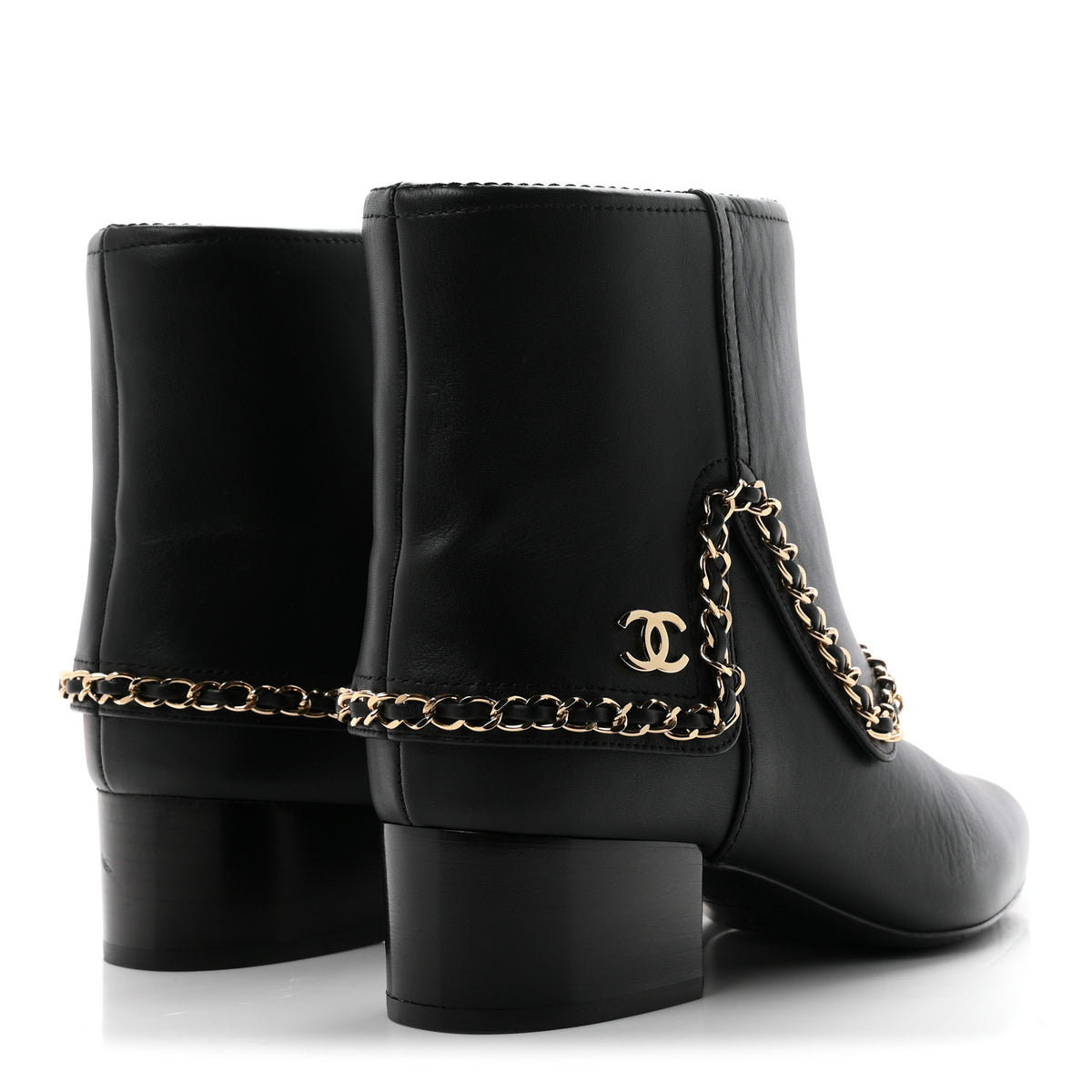 Chanel Calfskin Chain CC Short Boots 37 Black 5 of 9