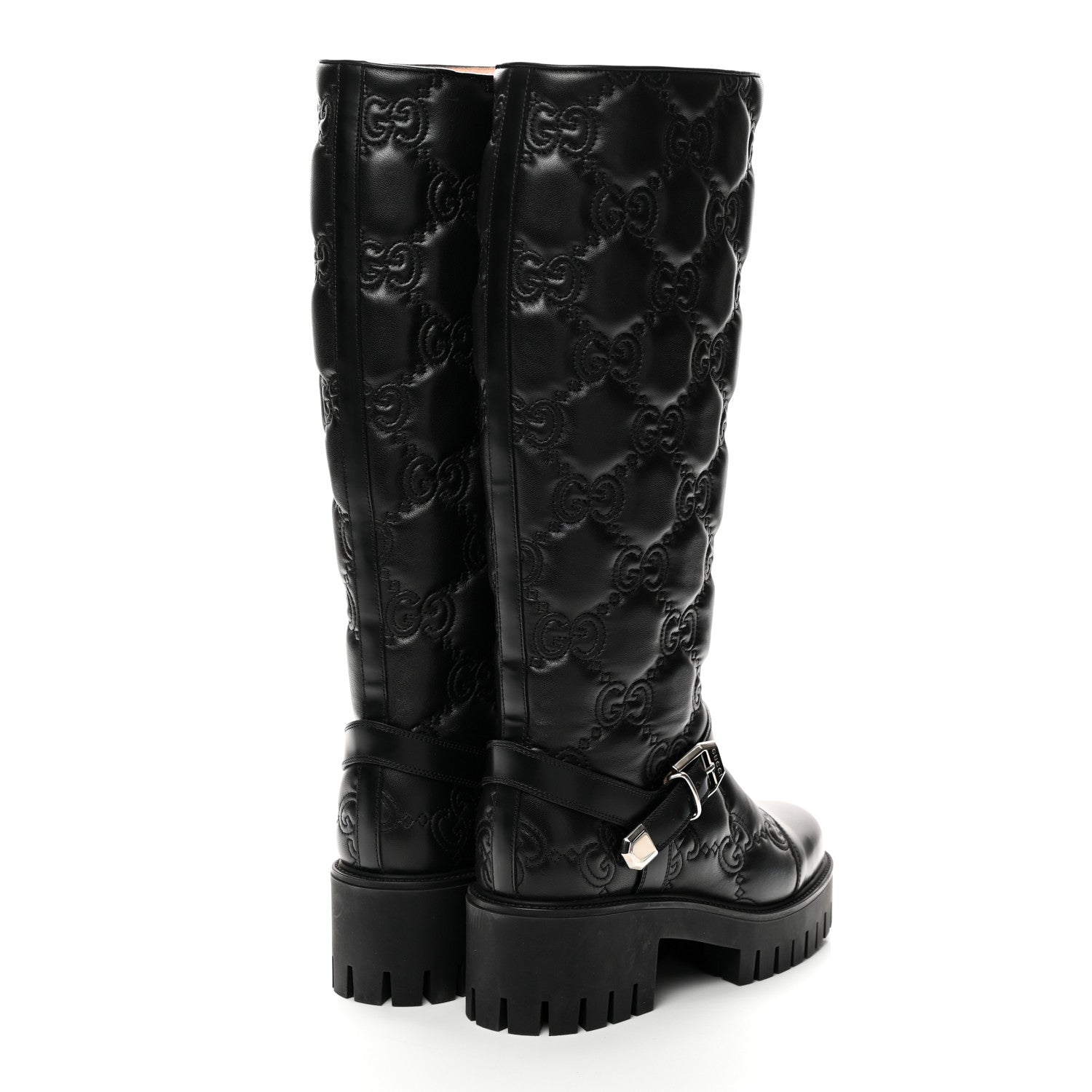 Gucci Cordovan Lux Nappa GG Matelasse 60mm Knee High Boots 39.5 Black 4 of 9