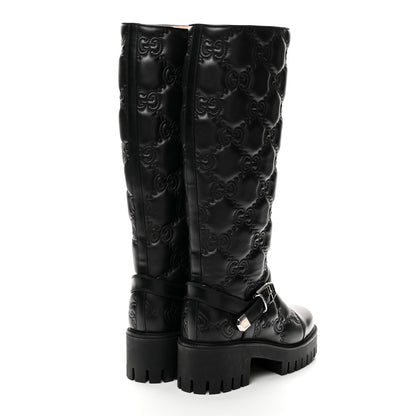 Gucci Cordovan Lux Nappa GG Matelasse 60mm Knee High Boots 39.5 Black 4 of 9
