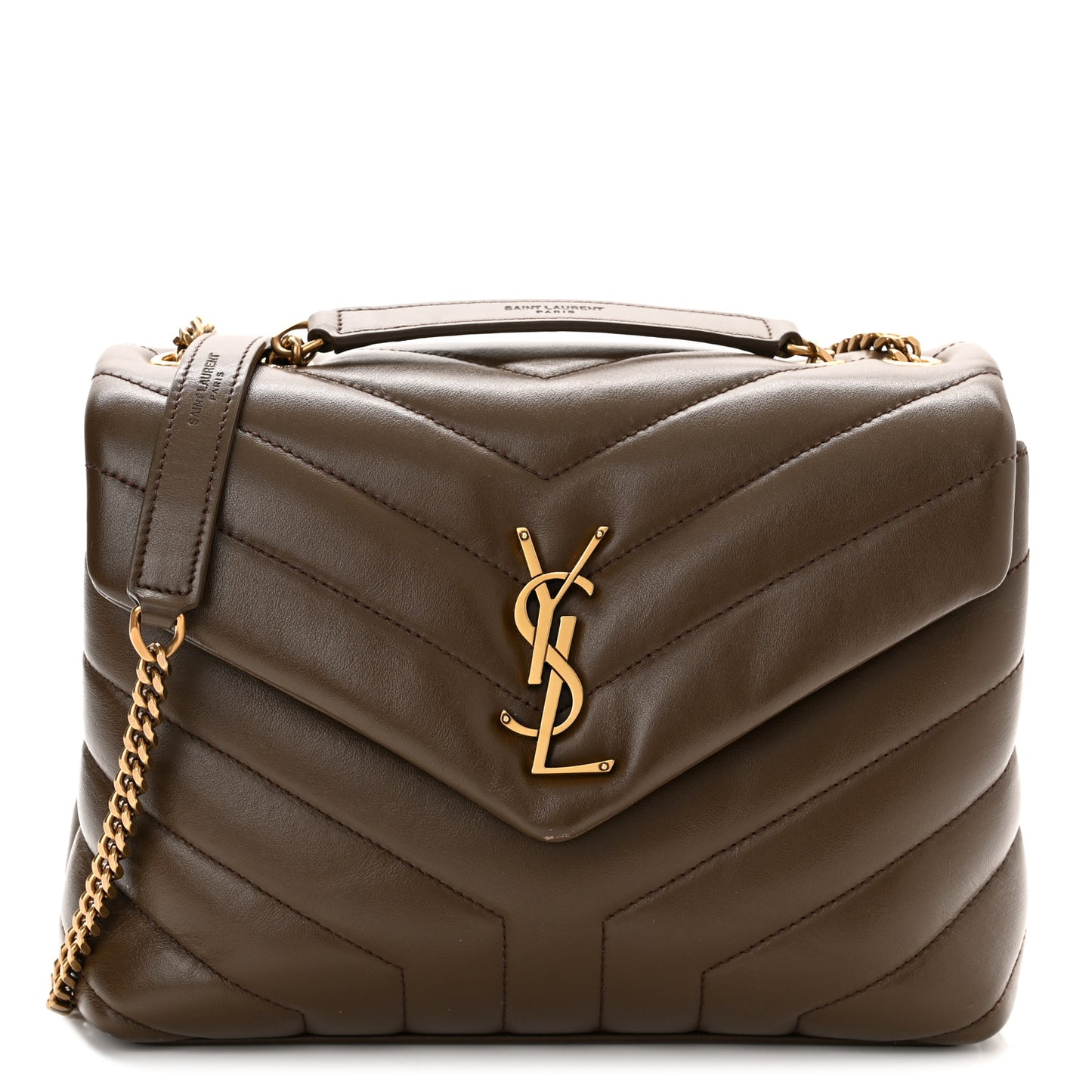 Calfskin Y Quilted Monogram Small Loulou Chain Satchel Taupe