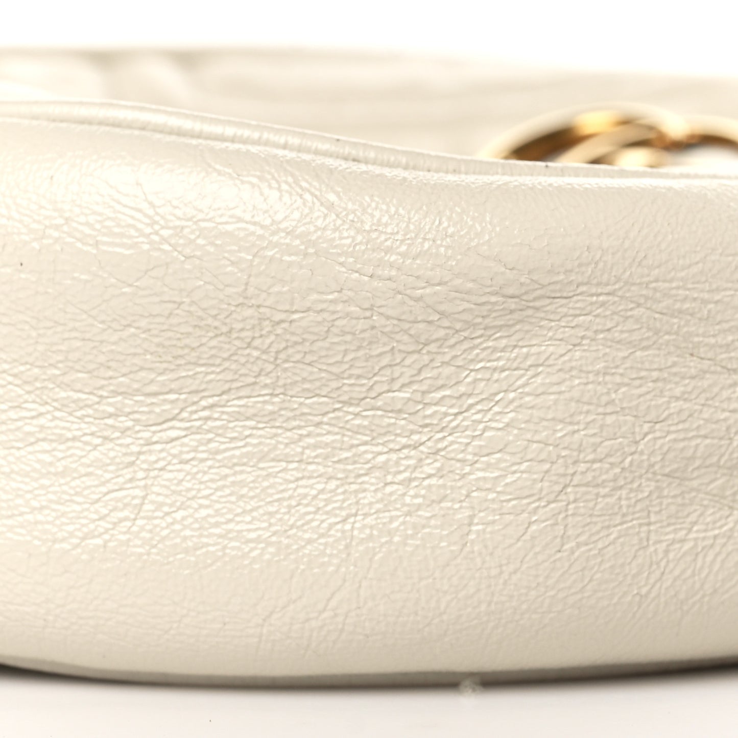 Calfskin Matelasse Mini GG Marmont Round Shoulder Bag White