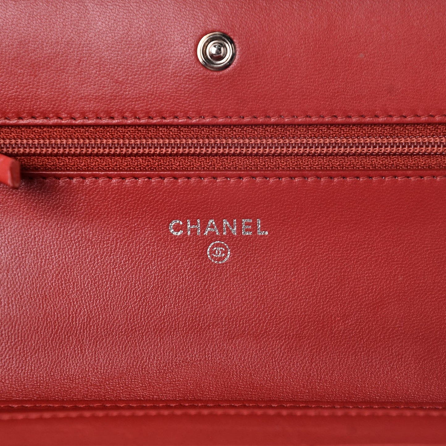 Lambskin Quilted Tri-Color Wallet On Chain WOC Red