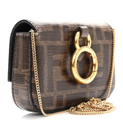Fendi Glazed Fabric FF 1974 Nano Baguette Charm Mogano Panna 3 of 10