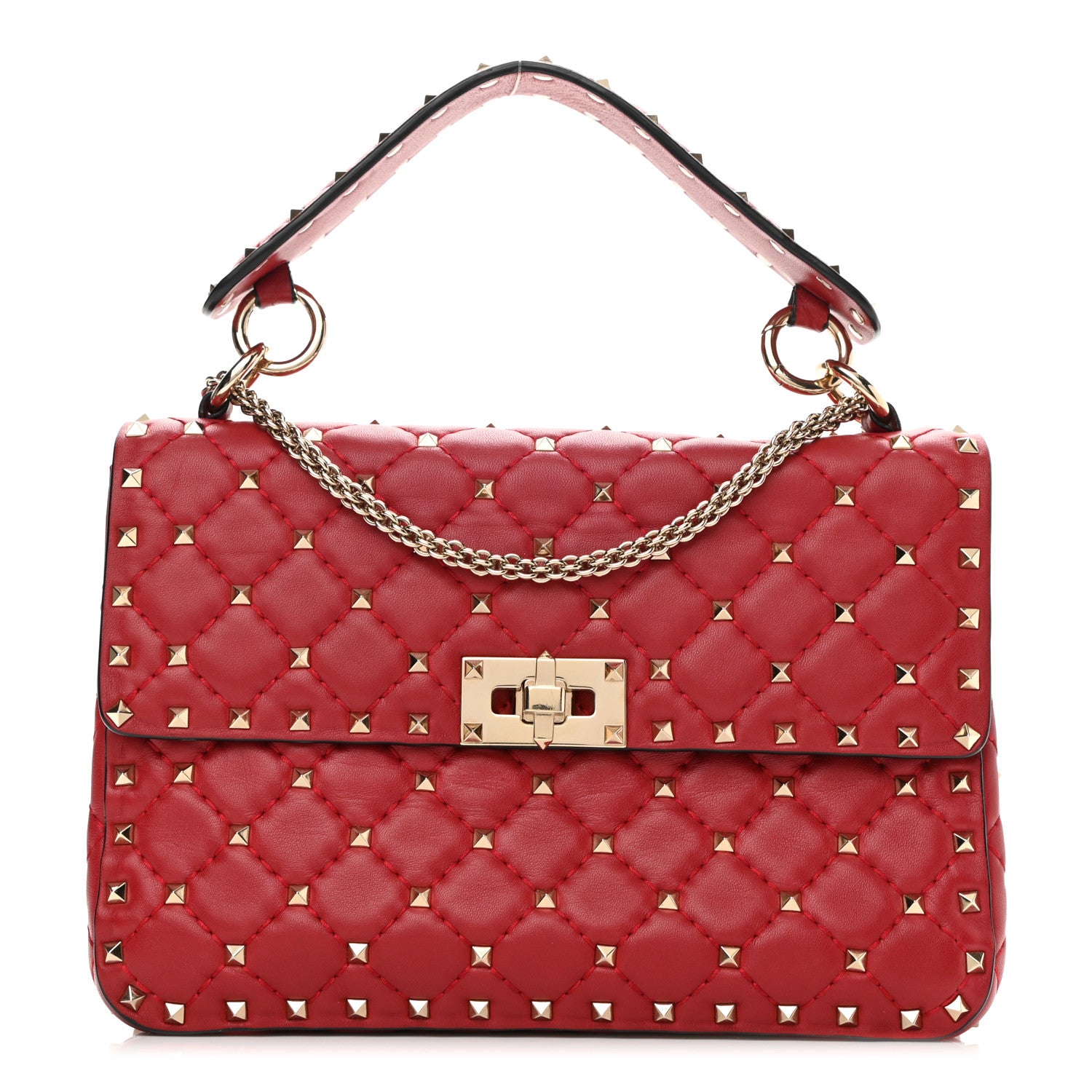 Valentino Garavani Nappa Medium Rockstud Spike Shoulder Bag Rosso Valentino 1 of 10