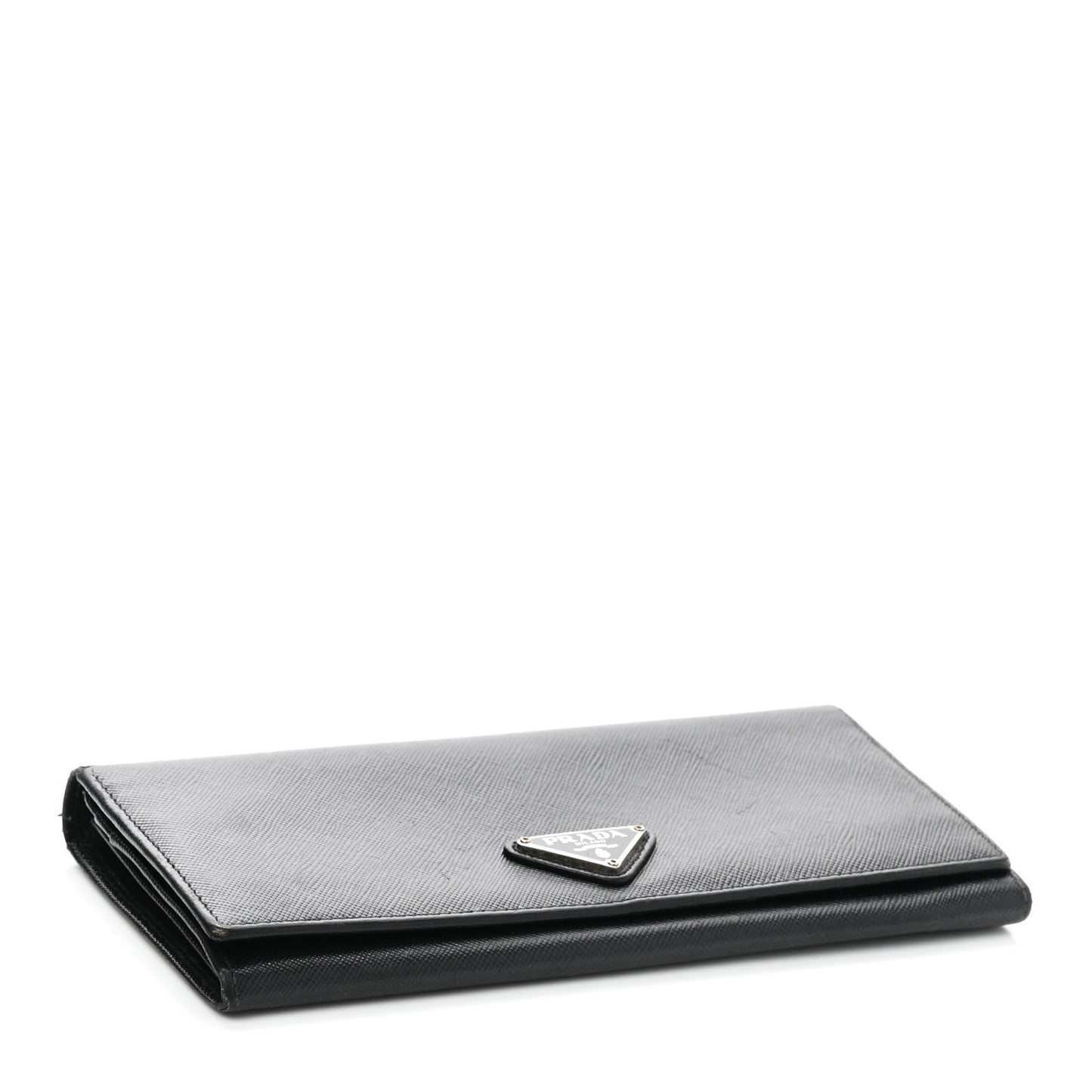 Saffiano Triangle Continental Flap Wallet Black