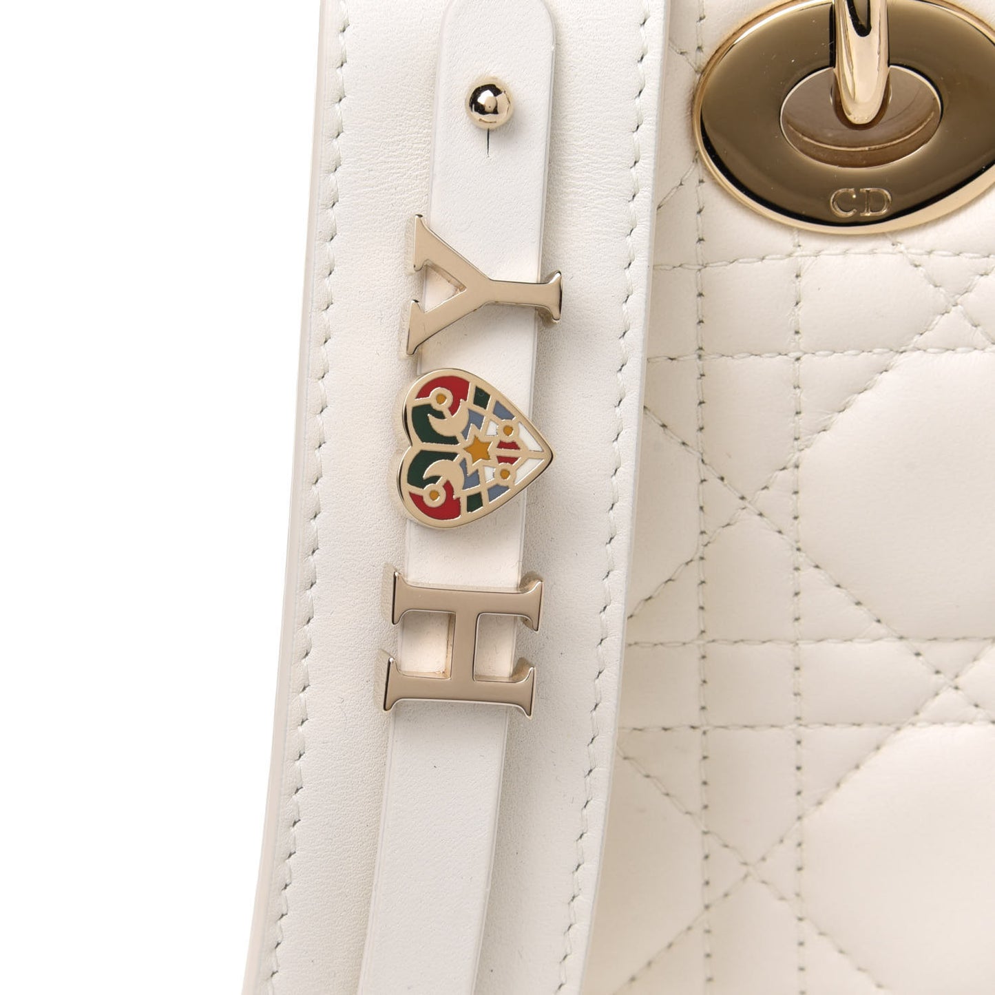 Lambskin Cannage Small My ABCDior Lady Dior White