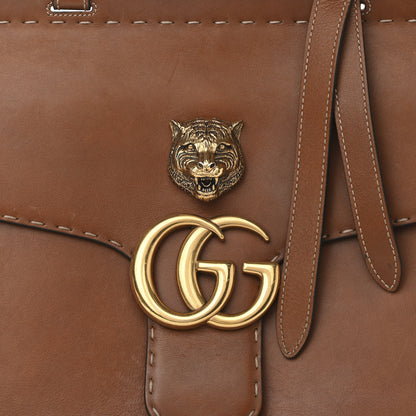 Gucci Calfskin Feline Medium GG Marmont Top Handle Bag Brown 7 of 18