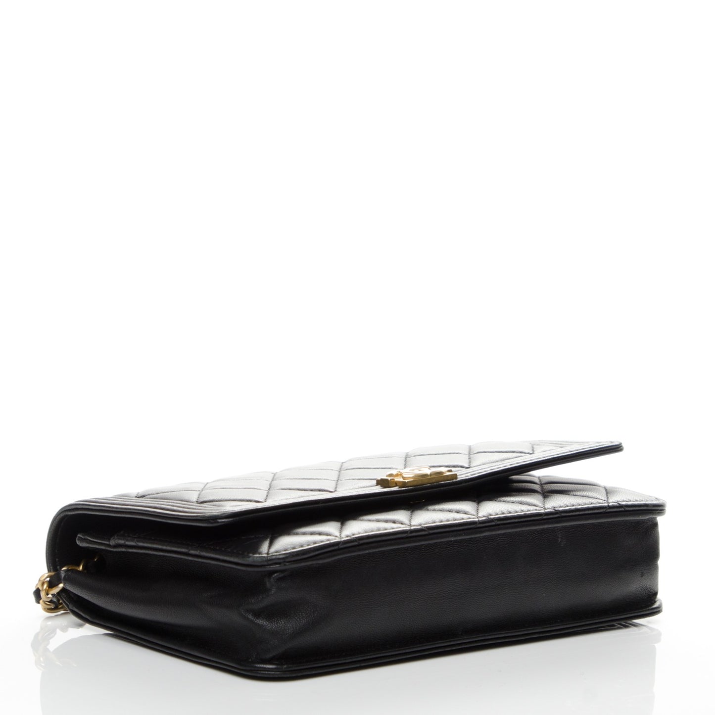 Lambskin Quilted Boy Wallet On Chain WOC Black