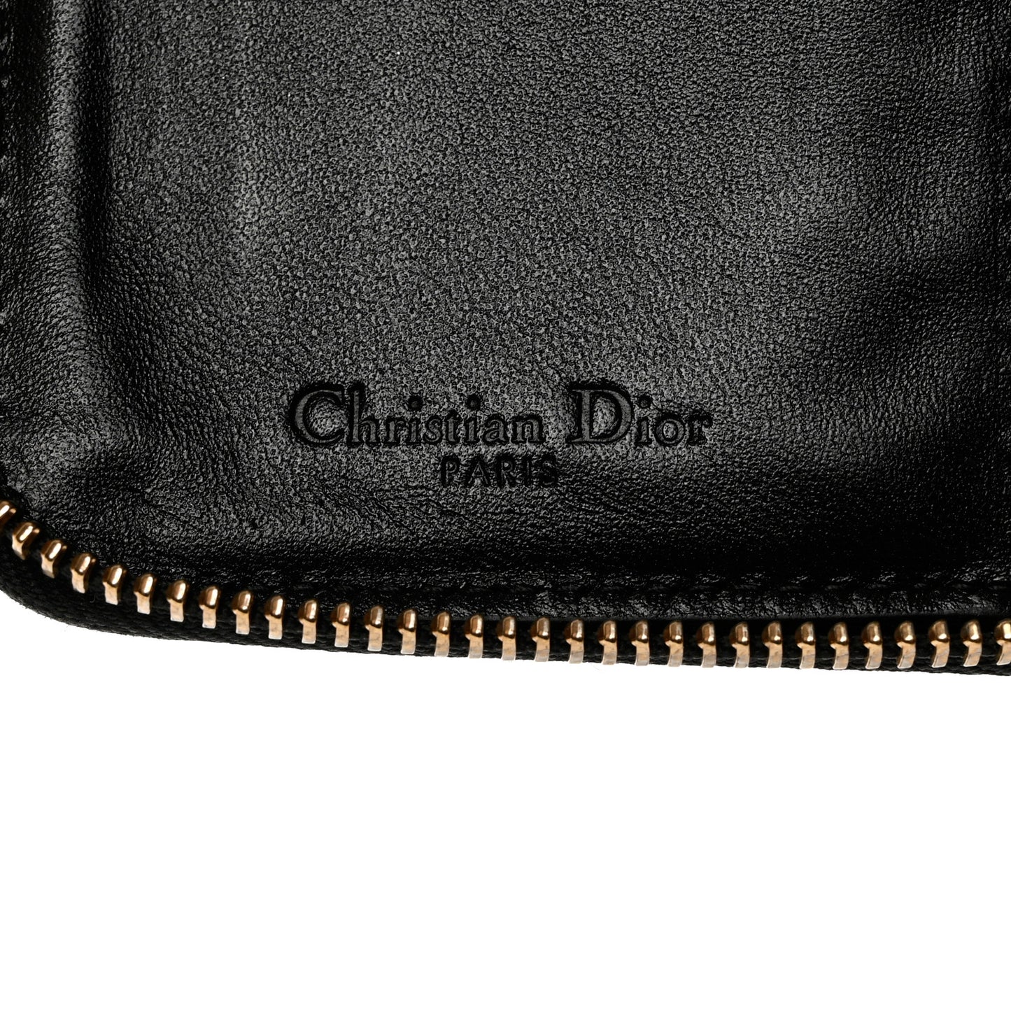 Grained Calfskin Cannage Lady Dior Zip Wallet Black