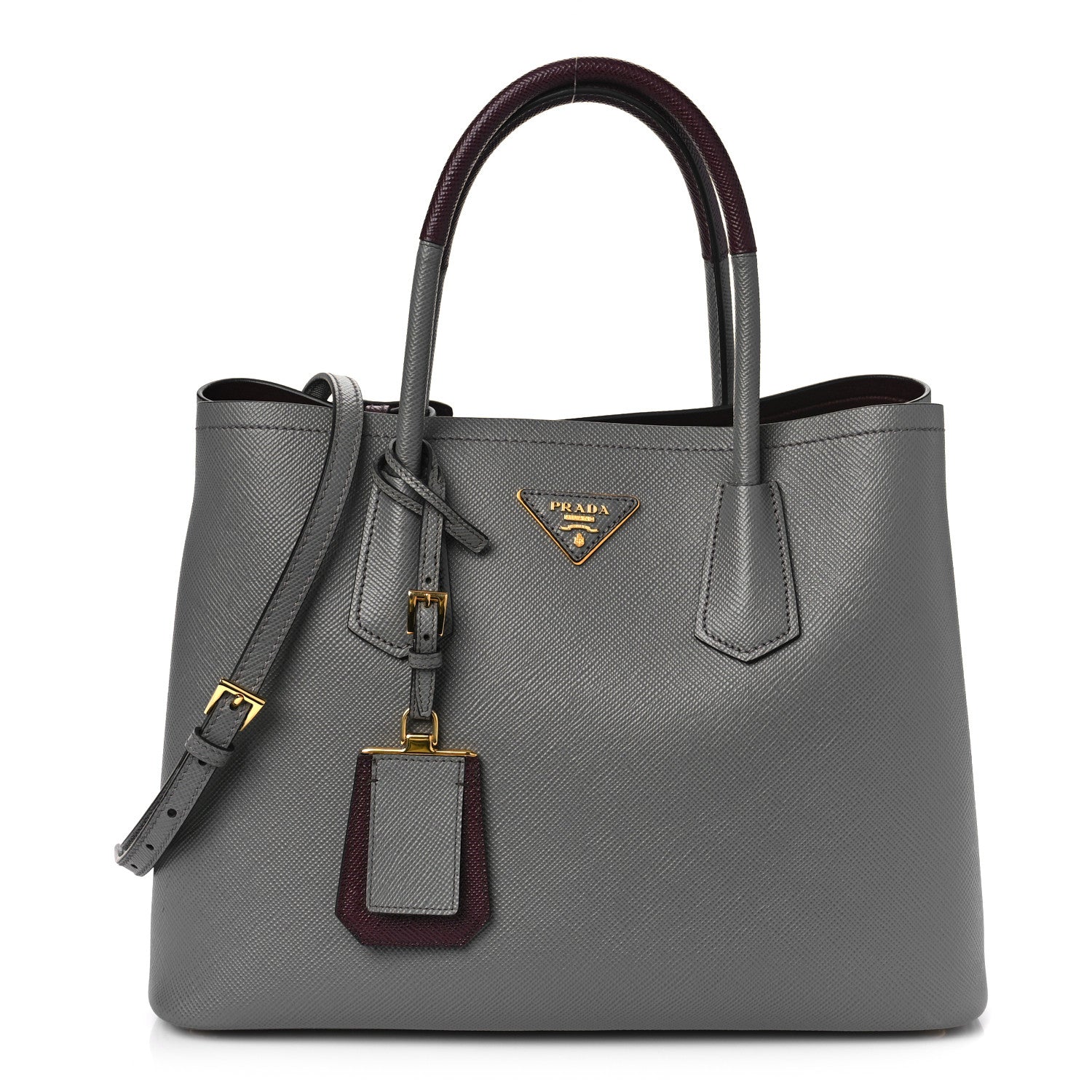 Prada Saffiano Cuir Medium Double Bag Marmo Granato 1 of 7