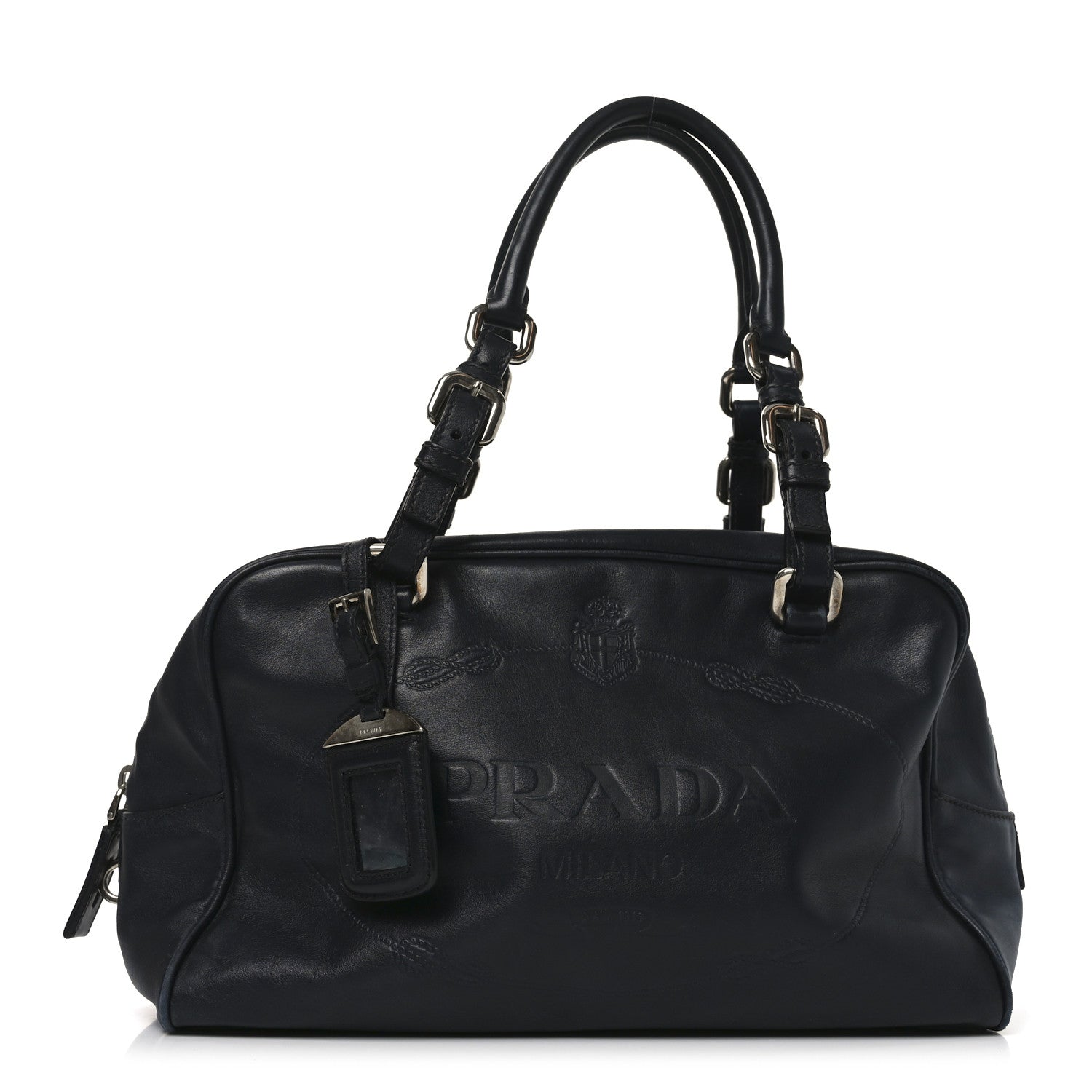 PRADA バック Prada Box Embossed Logo Bowler Black 1840735 – FASHIONPHILE