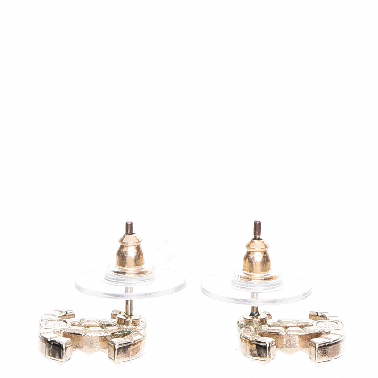 Chanel Studded CC Earrings Gold 4 of 6