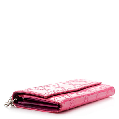 Christian Dior Patent Cannage Rendezvous Chain Wallet Pink 4 of 13