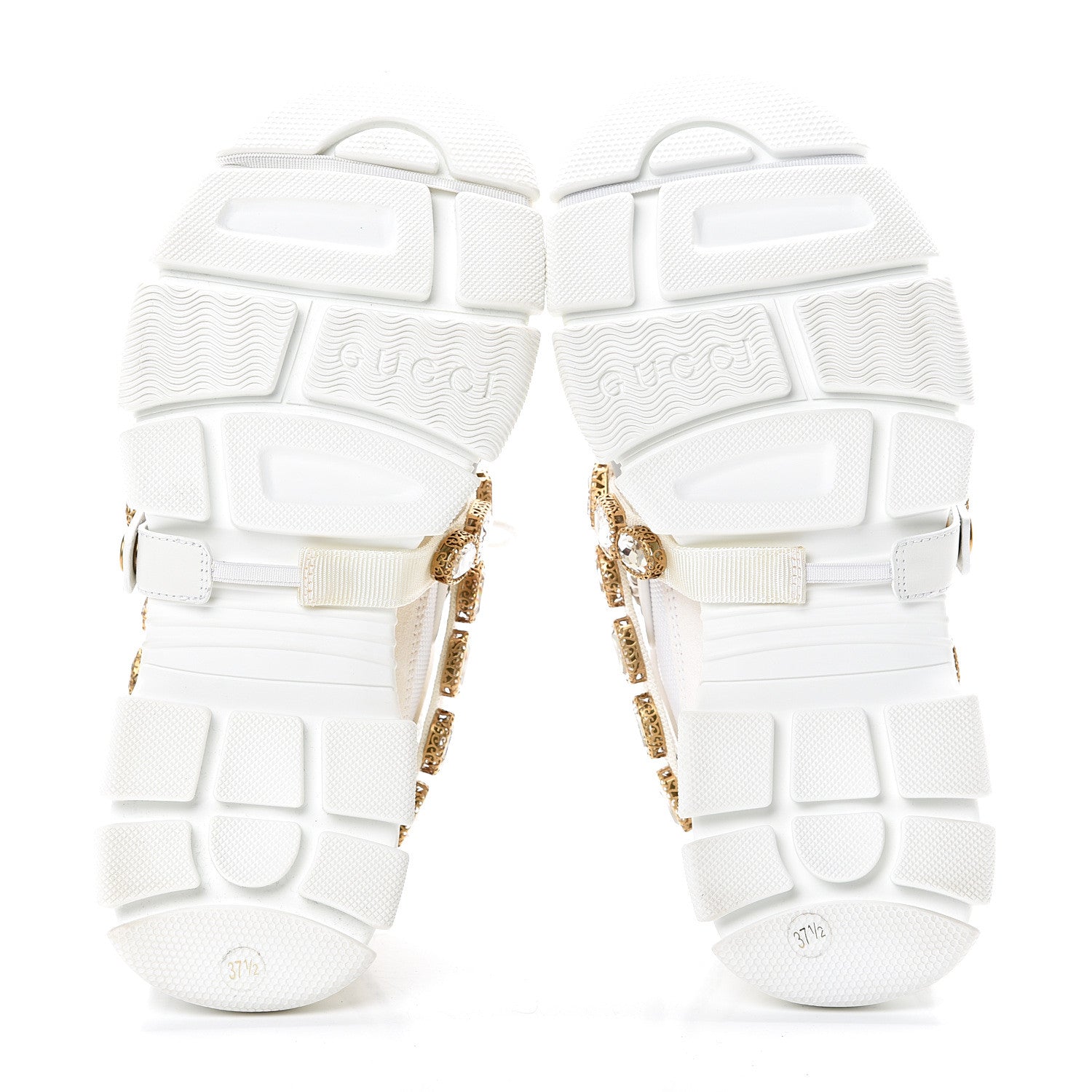 Gucci X SEGA Mesh Calfskin Suede Removable Crystals Womens Flashtrek Sneakers 37.5 Great White 5 of 8